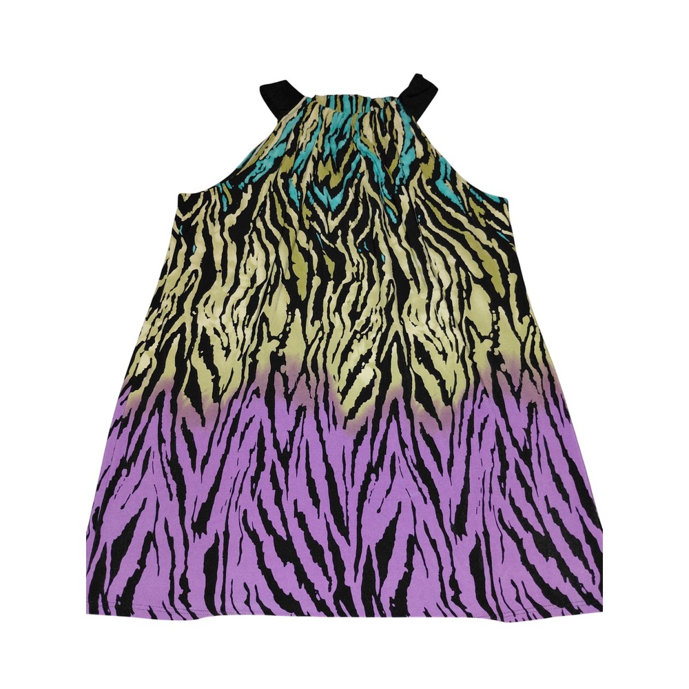 Sunny Leigh Ombre Animal Print Halter Top Womens Medium Zebra Purple Green Blue